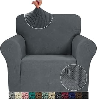 Chair Sofa Slipcovers Stretch Chair Covers for Living Room Washable Couch Covers Armchair Universal Sofa Furniture Protector with Elastic Bottom for Pets and Kids (Chair, Dark Gray)