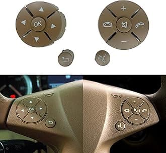 Car Steering Wheel Button Cover Replacement Voice Audio Control for Mercedes Benz C E S Class W204 W212 W221 GLK X204 (A Set Beige)