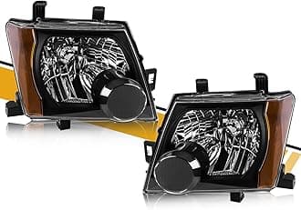 Headlight Assembly Pair Compatible with Nissan Xterra 2005-2015, Factory-OE-Style Halogen Headlamp Replacements for 26010-EA025 26060-EA025, w/o Bulb, Black Housing Clear Lens Yellow Corner