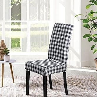 SPRINGRICO Chair Covers for Dining Room Set of 4, Stretch Dining Chair Cover, Spandex Kitchen Parsons Chair Slipcovers, Buffalo Check Black & White Chair Covers (4 Pack, Buffalo B&W)