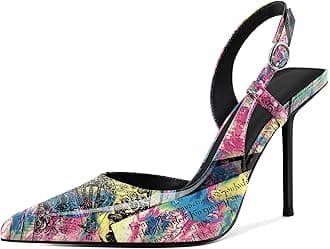 YODEKS Women's Slingback Heels Pointed Toe D'Orsay High Heel Pumps 4 Inch Shoes US Size 5-13