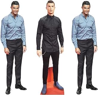 Star Cutouts CS1192 Ronaldo Three Pack Shelf Top Cardboard Cutouts Height 31cm - Ideal for Football Theme, Parties, Birthdays & Fans, Room Decorations & Events