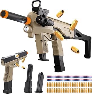Bugrtey Two Modes Toy Gun Shell Ejecting Rifle with 80 Soft Bullets 40 Shells 2 Clips Soft Bullet Toy Guns Outdoor Shooting Games Christmas Halloween Birthday Gifts
