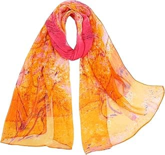 Herebuy - Unique Women's Floral Scarves: Chiffon Flowers & Birds Printed Scarf