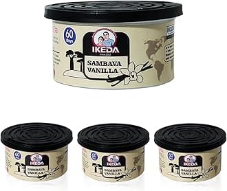 Car Air Freshener: Sambave Vanilla Scent | Car Scents | Odor Eliminator Essential | Long-Lasting | Strong Fragrance | For Home Closet | 1.5 Oz | pack of 4