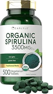 Organic Spirulina Tablets 3500mg | 500 Count | Non-GMO & Gluten Free Supplement