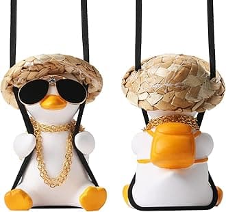 Cool Swinging Duck Car Hanging Ornament Cute Car Decor Rear View Mirror Accessories Interior for Women Men Teens Truck Rearview Christmas Tree Decorations Things Funny Mothers Gifts for Mom Wife