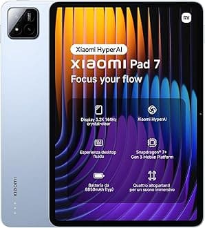 XiaomiPad 7 Ai WiFi Version Global (No Calls or Text) 11.2 inches 3.2K 144Hz 8850mAh Bluetooth 5.4 Four Speakers 13 Mp Model 2410CRP4CG (Blue, 256GB + 8GB)