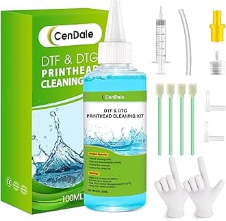 CenDale Premium DTF Printhead Cleaning Solution - Universal Printhead Cleaner Kit for Any DTF & DTG Printers, Print Head Cleaning Kit for Epson ET8550 L1800 XP15000 R1390 XP600 Ink Printer (100ML)