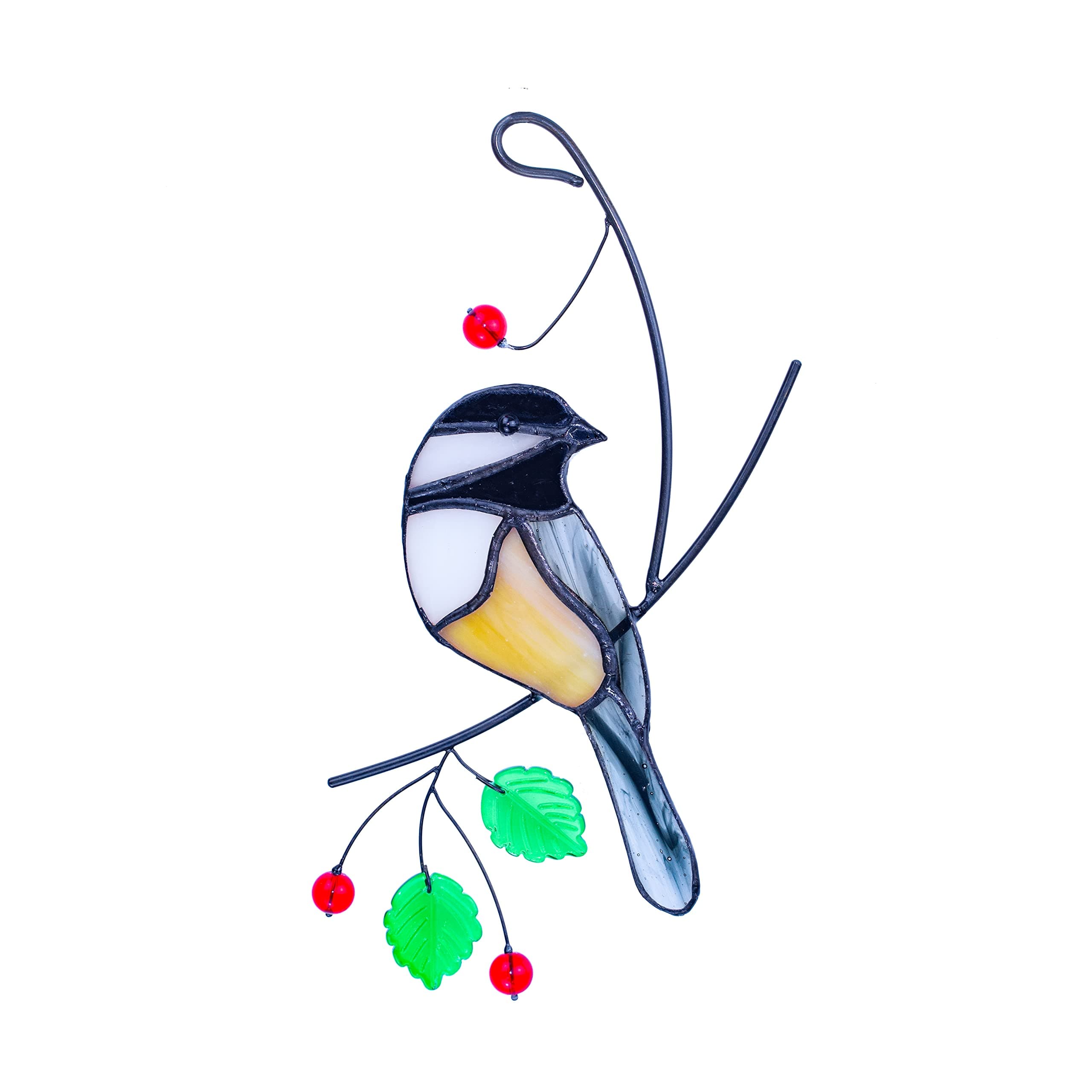 Chickadee stained glass window hangings