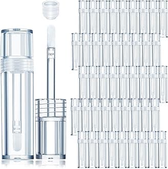 Hsei 100 Pcs Empty Lip Gloss Tubes Bulk Heavy Duty Gloss Tubes with Wand Clear Lips Balm Containers Refillable Cosmetic Bottles with Rubber Stoppers for Eyelash Growth Liquid DIY Makeup Girls (2.5 ml)
