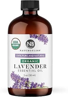 NaturoBliss Organic Lavender Essential Oil, 100% Pure Therapeutic Grade, Premium Quality, 1 fl. Oz / 30 ml - Perfect for Aromatherapy and Relaxation (30ml)
