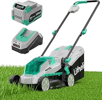 Litheli Cordless Lawn Mower 13 Inch, 5 Heights, 20V Electric Lawn Mowers for Garden, Yard and Farm, with Brushless Motor, 4.0Ah Battery & Charger Included