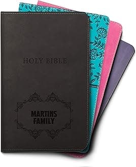 Hope Harbor Personalized Gift Bible with Custom Name Engraved, KJV, Black, King James Version, Red Letter Edition, Comfort Print, Faux Leather