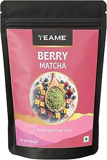 TE-A-ME Berry Matcha Tea Powder, 50g (33 Servings) | No Artificial Sweeteners | Premium Grade | Ceremonial Grade | Flavoured Matcha