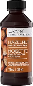 LorAnn Oils Hazelnut Bakery Emulsion: True Essence, Ideal for Boosting Fruit Tones in Cakes, Cookies & Desserts, Gluten-Free, Keto-Friendly, Extract Substitute Essential for Your Kitchen, 4 Oz