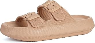 BRONAXPillow Slippers for Women and Men | Adjustable Double Buckle Shower Slides | Cushioned Thick Sole Sandals