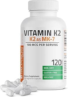 Vitamin K2 as MK-7 Menaquinone 100 mcg Non-GMO, 120 Capsules