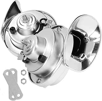 300DB Super Loud Train Horns For Truck, 2pcs 12V Car Horn Kits, Loud Dual-Tone Waterproof Electric Air Horns, Automotive Accessories Universal for Cars Pickup Trucks Motorcycle Bike Boat (Sliver)