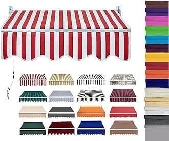 Retractable Patio Awning Replacement Fabric (Without Frame) Waterproof Shade Sun Shade Awning Cover Outdoor Patio Canopy Sunsetter Deck Awnings Polyester(D,(17x11ft) 5.2x3.35m)