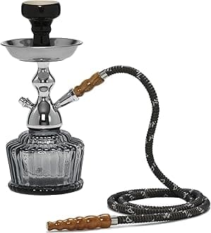 PP HUB Hookahs 22 Inch Glass and Metal Smoking Hookah Waterpipe with Ceramic Chillum Glass Hookah (Black) Glass Hookah Pot Size (Standard) Set of 1 Made Up of Premium Glass
