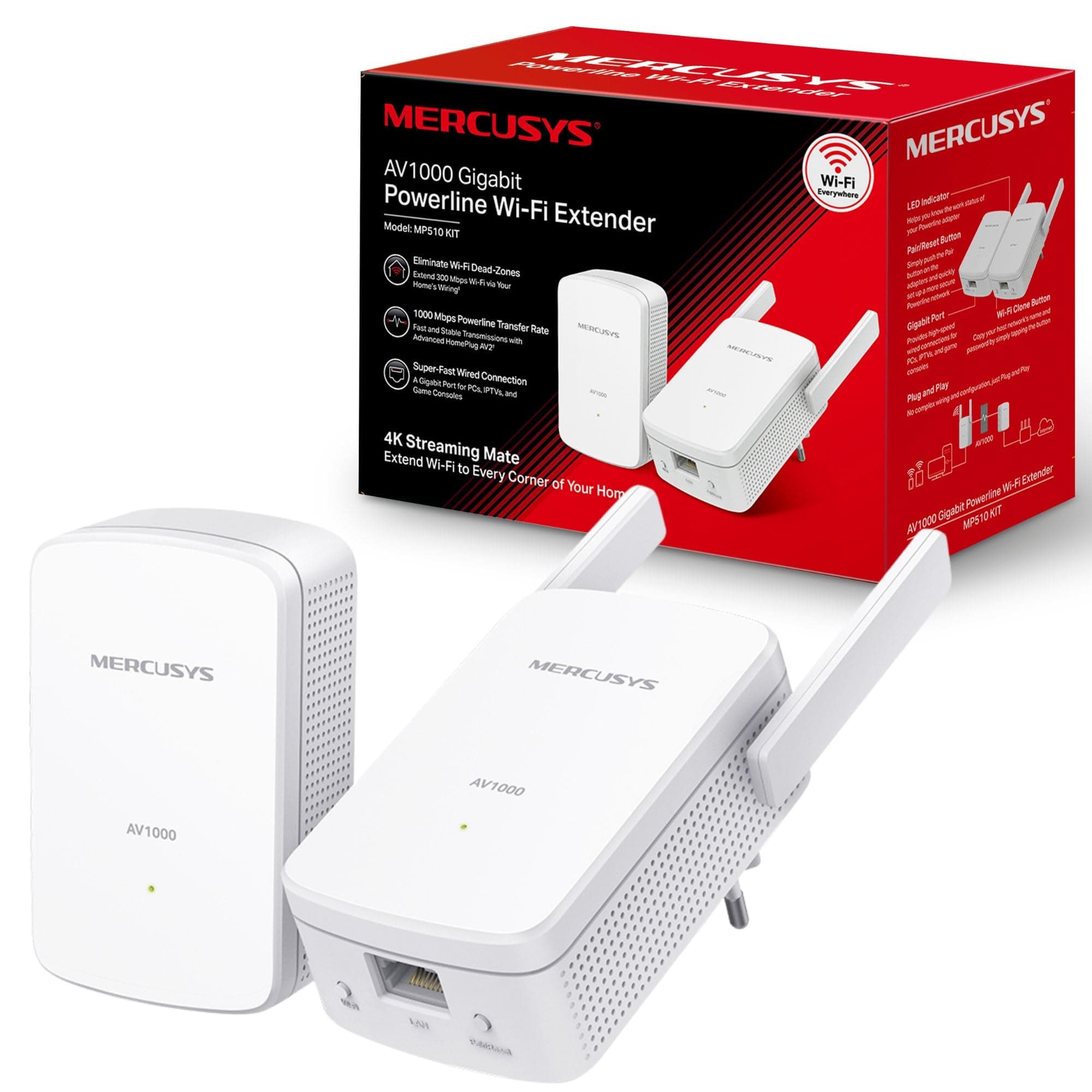 Mercusys MP510KIT 300Mbps Wireless Powerline Adapter Kit, White