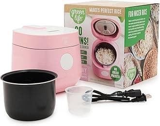 4-Cup Digital Rice Cooker, PFAS & PFOA-Free Removable Ceramic Dishwasher Safe Pot, Healthy Cooking Oats Grains & More, Auto Presets, Touch-screen, Delay & Keep Warm, Paddle Included, Pink