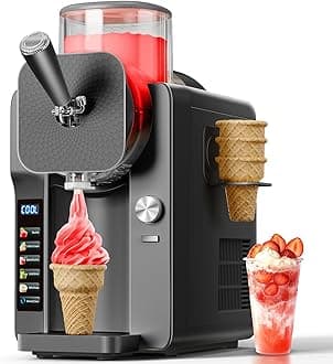 2-in-1 Slush Machine & Ice Cream Maker Machine, 6 Modes for Smoothies, Milkshakes, Cocktails, Margarita, and Ice Cream, Double-Layer Tank, with Ice Cream Cone Holder, Self-Cleaning, for Home Use