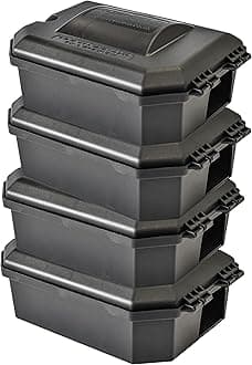 Roshield Tamper-Resistant Safety Bait Box for Rodent Trap and Rodenticide Posion Control Treatments (UK-Made, Empty) x 4