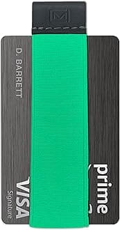 Modern CarryQuick Draw Minimalist Wallet for Men & Women, Elastic Band Minimal Credit Card Holder with Leather Tab, Card Grabber for Long Nails, Money Clip Alternative (Black) (Mint)