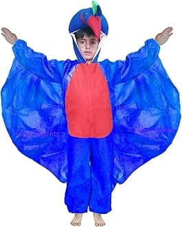 Fancy Agents peacock Costume for Kids| Animal Peacock Dress/costume for Kids boy & girl | Parrot Fancy dress for kids Bird for Halloween, School Annual Function, Theme, Cosplay- Green