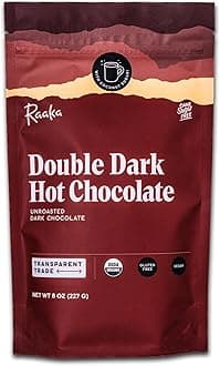 Double Dark Hot Chocolate Mix - Vegan, Organic, Gluten and Dairy Free - Lightly Sweetened Gourmet Hot Cocoa with Ethically Sourced Cacao - 8oz Bag Makes 9 Servings