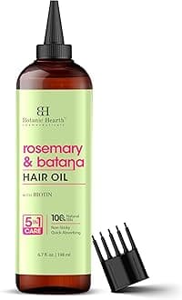 Botanic Hearth Rosemary & Batana Hair Oil | 6.7 Fl Oz (198 ml) | Scalp Treatment for Hair Loss, Dry & Frizzy Hair Repair, Deep Nourishing Oil for All Hair Types | 100% Natural and Vegan