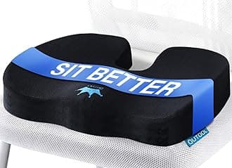 Seat Cushion for Office Chair & Car - Memory Foam Coccyx Support Pillow with Non-Slip Cover, Sciatica & Lower Back Pain Relief,Ergonomic Seat Pad for Long Drives (Medium Firm-Black)