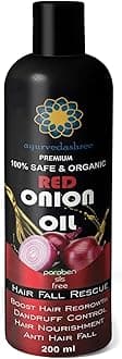 AYURVEDASHREE Hair Treatment Oil with Red Onion, Oil blends of Black Seed, Pure Argan, Sandalwood & Rose - 200 Ml/6.7 fl oz