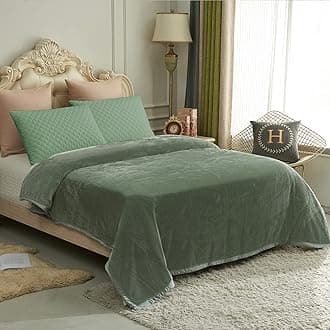 JYK Fleece Plush Blanket 3.5 LB, 1 Ply, Korean Mink Blanket Queen 79" x 91" - Super Soft and Warm, Lightweight and Cozy Fuzzy Solid Color Fleece Blanket for Bed, Green