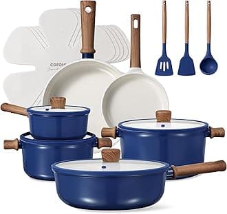 CAROTE Ceramic Cookware Set, Non Stick Pots and Pans Sets, 18pcs Pot and Pan Set Non Stick, Cooking Induction CookwareRecycled Claim Standard Blended