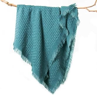 lifein Fall Throw Blanket for Couch-Soft Boho Bed Throw Blanketss,Cozy Knitted Teal Waffle Throw,Small Farmhouse Lightweight Blanket&Throws for Autumn,Woman,Chair,Sofa,Home Decor(Teal Blue,50 * 60")