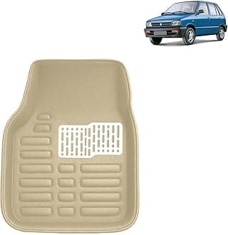 Kingsway Accessories Premium 4D Car Floor Mats Only Compatible with Maruti Suzuki 800 Year 2000 to 2014 All Model, Set of 3 Pcs, 100% Waterproof Tray Shape PVC 4D Car Foot Mats, Beige