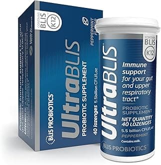 UltraBLIS Probiotic Lozenges - Immune, Gut & Oral Health, K12, Peppermint - 40 Count