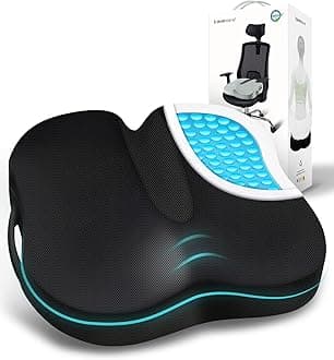 Ergonomic Seat Cushion, Premium Gel Memory Foam Chair Pad with Anti-Slip Base for Long Hours Sitting Comfort, Hip Support Pillow for Office Chair, Car Seat, Gaming Chair (Black)