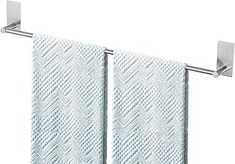 Adhesive Bath Towel Bar 24-inch, No Drill Stick On Towel Rack, Easy Install with Self-Adhesive, Premium SUS304 Stainless Steel (Brush Nickle, 24)