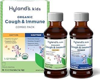Kids Organic Cough and Immune Day and Night Combo Pack, Eases Coughs, Supports Immunity, Promotes Sleep, Two 4 Fl Oz. Bottles (8 fl oz)
