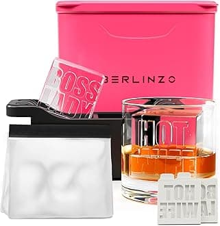 Berlinzo Premium Clear Ice Cube Maker [2024 Upgraded] - Large 2.1-inch Crystal Clear Ice Maker for Whiskey Cocktail-New Easy-to-Remove Ice Cubes Mold- Storage Bag & Silicone Inserts Included, Hibiscus