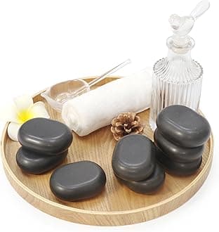 Master Massage 8-Piece Black Lava Hot Stone Massage Set - Large Oval Basalt Stones 7.6 x 5.6 x 2.5 CM - Spa, Therapy, Relaxation
