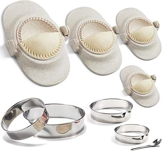 Empanada Maker Press, 6-Inch Extra Large Dumpling Maker Set with Dough Cutter, Dumpling Mold Set for Pierogi, Pastelitos, Calzone, Turnovers, Chinese Dumpling, 4Sizes (6"/4"/3"/2.6")