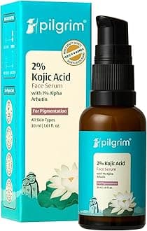 Pilgrim 2% Kojic Acid Serum for face (30 ml) with 1% Alpha Arbutin & Korean White Lotus For Acne & Darks spots| Anti-pigmentation Face Serum For Men & Women | For All Skin Types