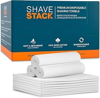 100% Cotton Shaving Towels for Men - 90 Ct, 12 x 10” - Super Soft Face Towel for Drying Face, Disposable Dry Wipes & Wash Cloths in One, Ideal Shaving Kit Accessory & Barber Supplies