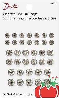 Dritz 81-65 Sew-On Snaps, Size 1/0, 2/0 & 4/0, Nickel-Plated Brass, 36 Count