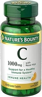 Nature’s Bounty Vitamin C + Rose HIPS, Immune Support, 1000mg Vitamin C, Coated Caplets, 1 Serving per Day, Vegetarian Caplets, 100 Ct